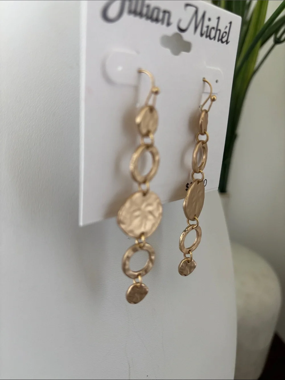 Jillian Michel hammered gold-toned metal circular open rings & discs,dangle